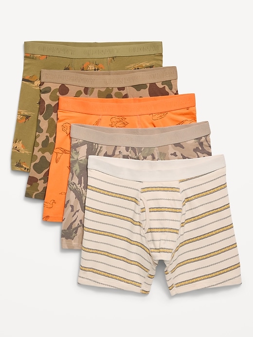 Image number 1 showing, 5-Pack Soft-Washed Boxer Briefs -- 6.25-inch inseam