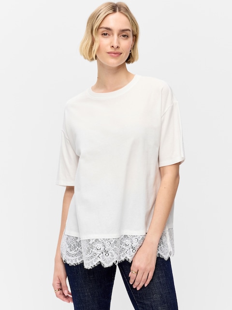 Oversized Lace Hem T-Shirt
