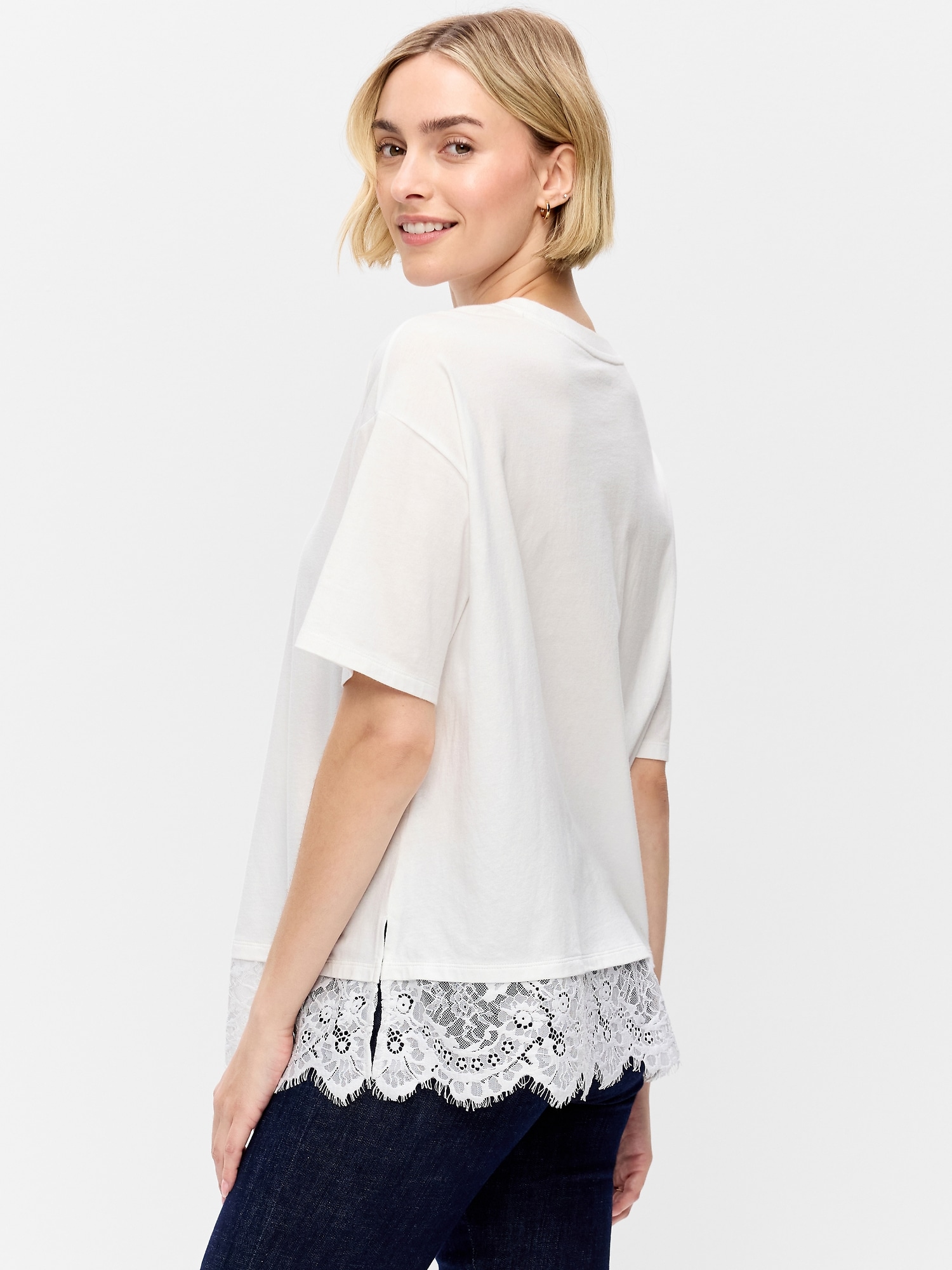 Oversized Lace Hem T-Shirt