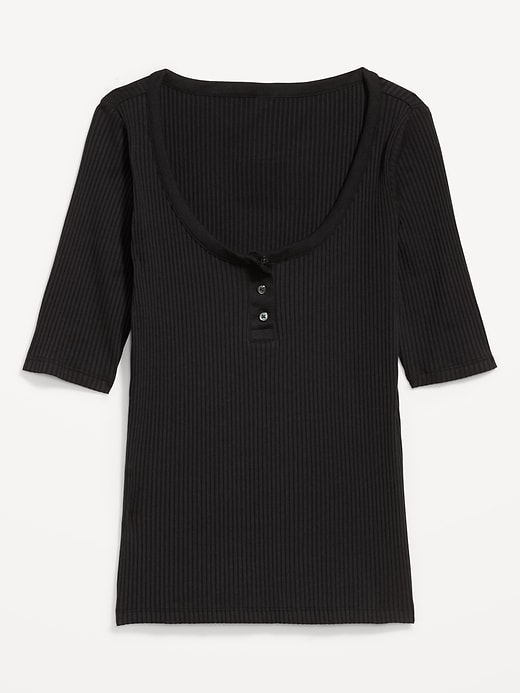 Image number 5 showing, Scoop-Neck Fitted Henley Top
