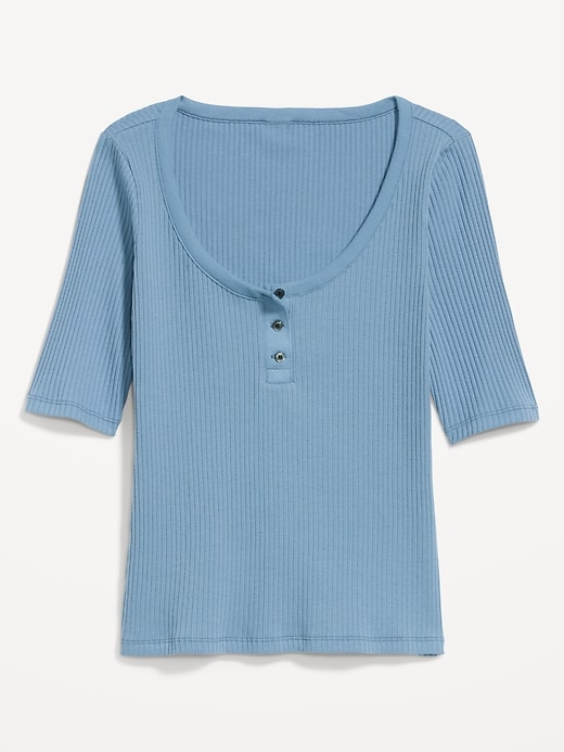 Image number 5 showing, Scoop-Neck Fitted Henley Top