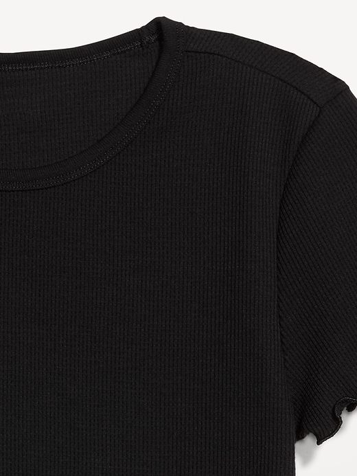 Image number 4 showing, Fitted Waffle-Knit Cropped T-Shirt