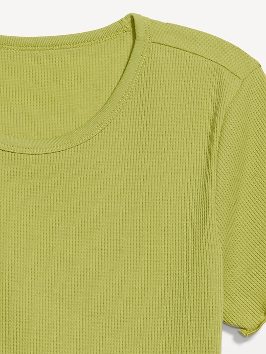 Image number 4 showing, Fitted Waffle-Knit Cropped T-Shirt