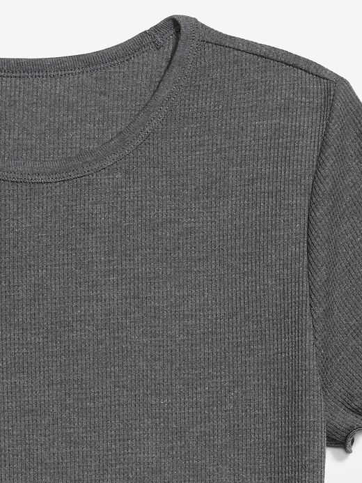 Image number 4 showing, Fitted Waffle-Knit Cropped T-Shirt