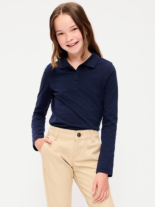 Image number 1 showing, School Uniform Jersey-Knit Polo Shirt for Girls