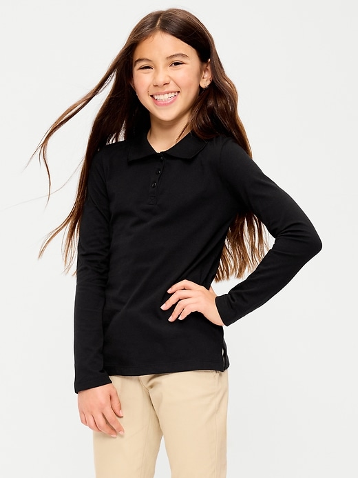 Image number 1 showing, School Uniform Jersey-Knit Polo Shirt for Girls