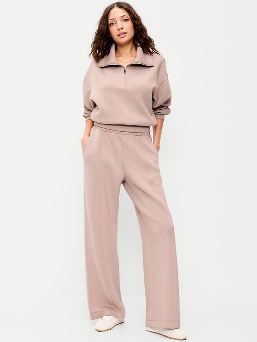 Image number 1 showing, High-Waisted Bounce Fleece Wide-Leg Sweatpants
