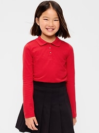 Image number 1 showing, School Uniform Jersey-Knit Polo Shirt for Girls