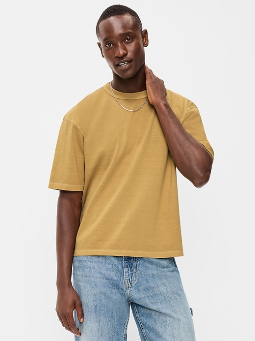 Image number 1 showing, Garment-Dyed Heavyweight Cropped T-Shirt