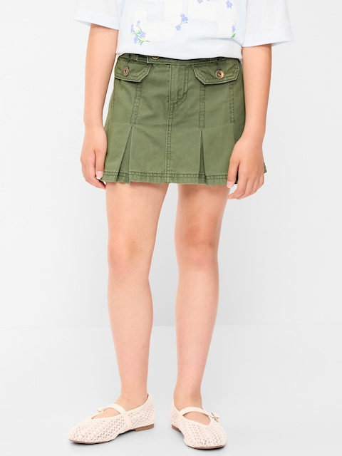 Pleated Utility Twill Skirt for Girls