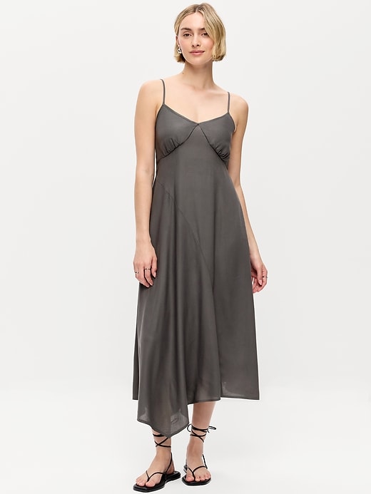 Image number 1 showing, Fit & Flare Tie-Back Asymmetrical Midi Dress