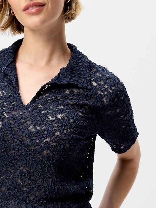 Image number 3 showing, Lace Keyhole Polo Top