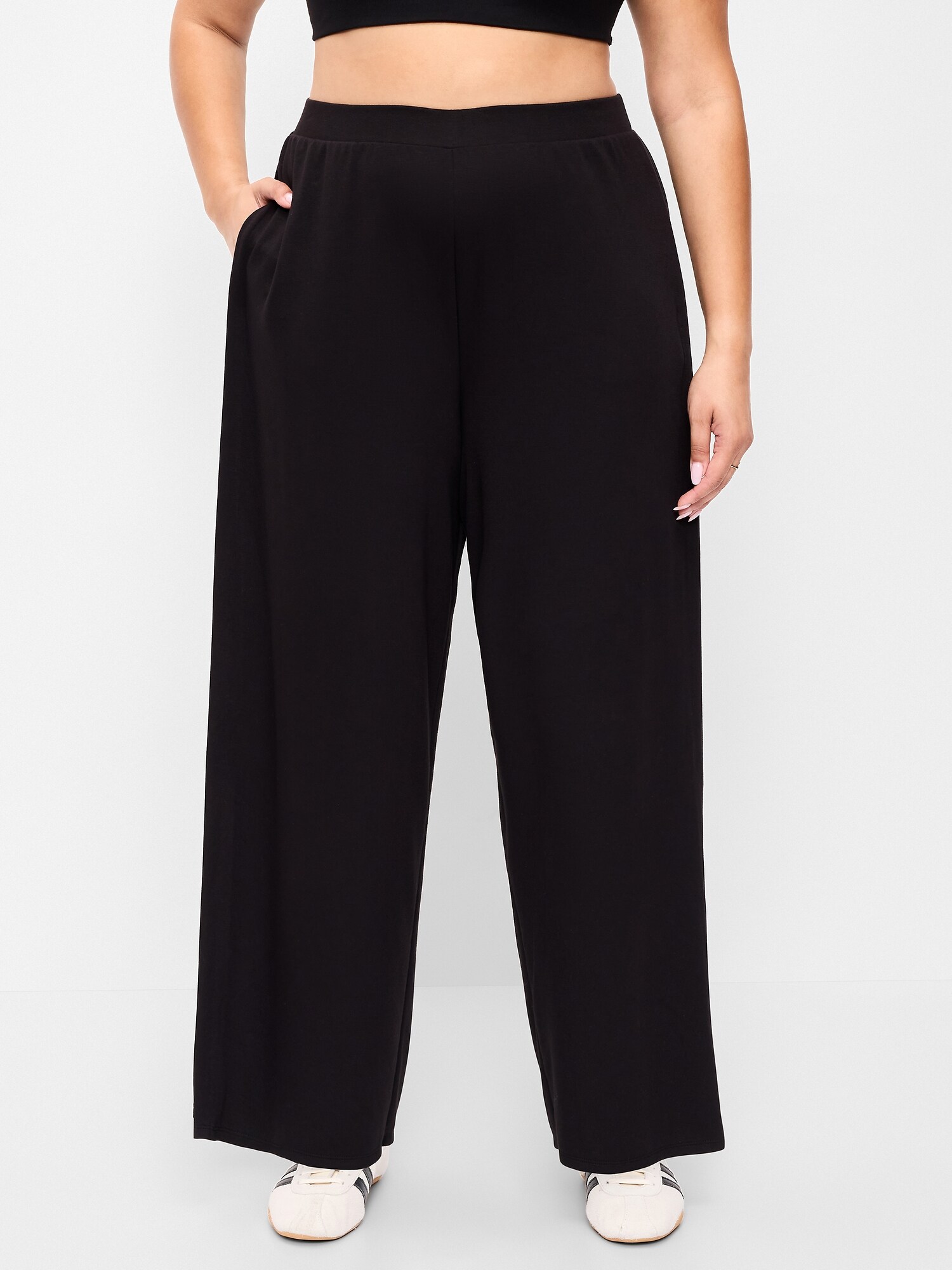 Женские брюки Old Navy High-Waisted Bounce Lite Drapey Wide-Leg Pleated, цвет: Чёрный — фото 6