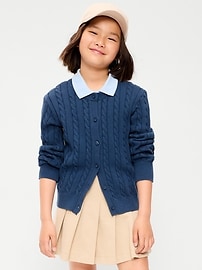 Image number 1 showing, Cable-Knit Cardigan Sweater for Girls
