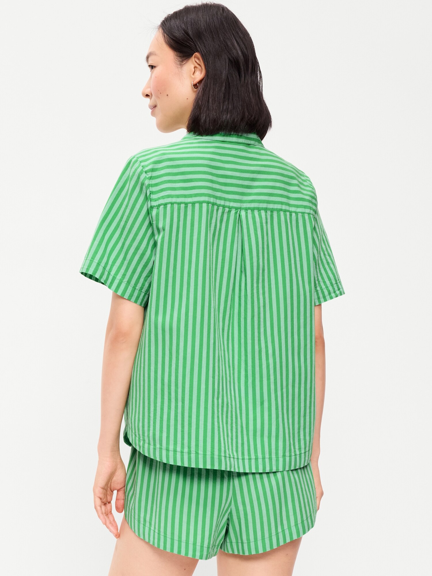 Пижамный комплект Poplin — Old Navy, цвет: Зелёный синий полосатый — фото 2