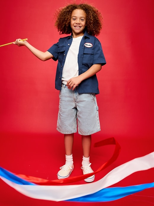 Image number 2 showing, Old Navy x Disney Mickey Mouse Short-Sleeve Twill Camp Shirt for Boys