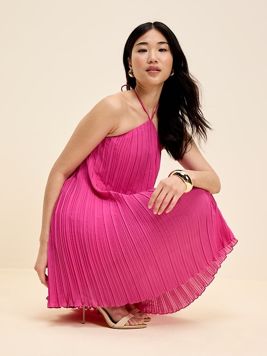 old navy halter swing dress The Occasion by Old Navy Pleated Halter Swing Mini Dress