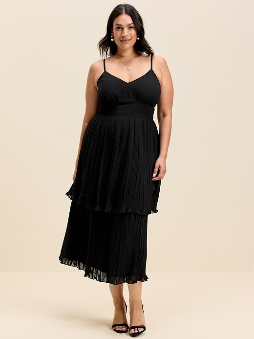 Image number 9 showing, The Occasion by Old Navy Pleated Fit & Flare Midi Dress