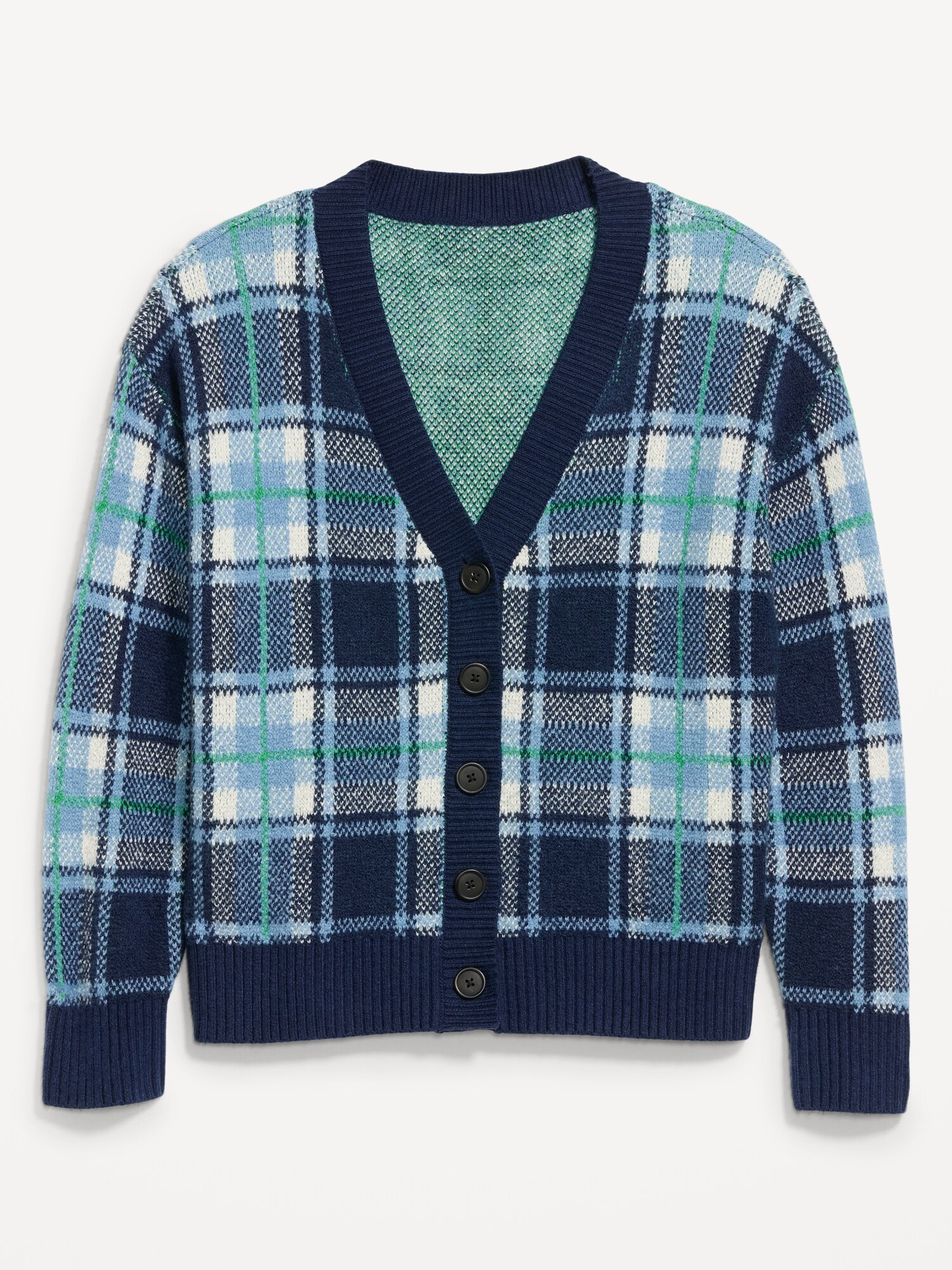 Женский кардиган Old Navy SoSoft V-Neck Cardigan, цвет: Синий клетчатый — фото 4