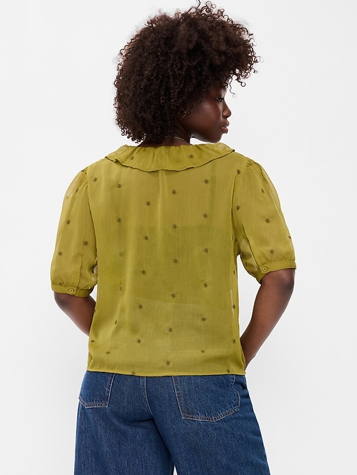 Image number 6 showing, Short-Sleeve Embroidered Chiffon Top