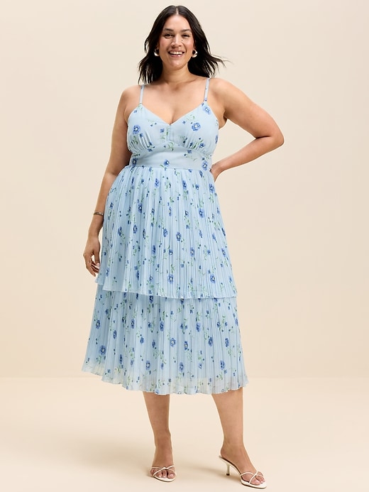 Image number 9 showing, The Occasion by Old Navy Pleated Fit & Flare Midi Dress