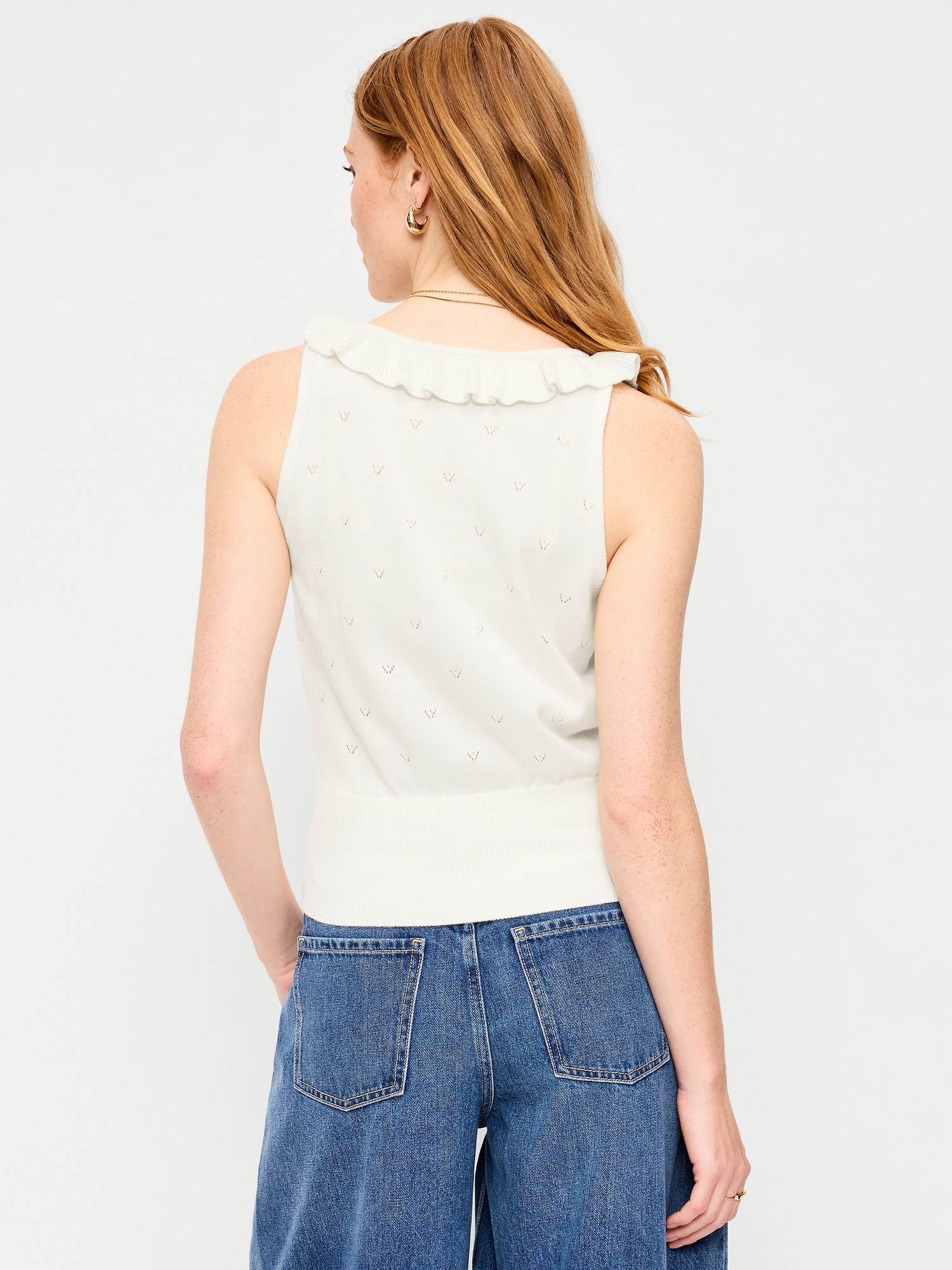 SoSoft Cotton Tie-Front Pointelle Tank Top