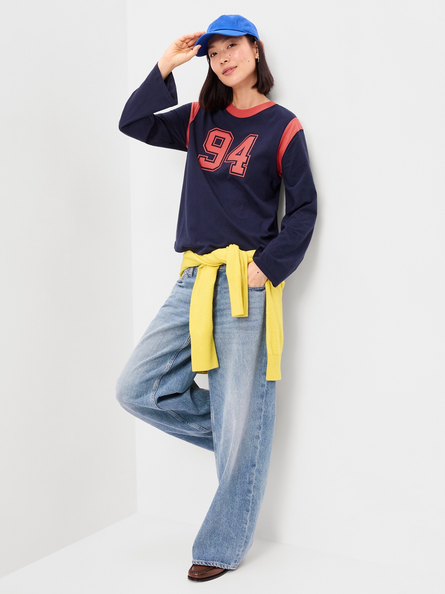 Женская футболка Old Navy EveryWear Long-Sleeve Graphic, цвет: Тёмно-синий — фото 3
