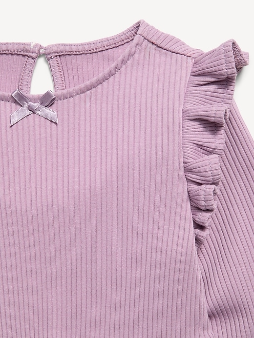 Image number 4 showing, Long-Sleeve Ribbed Ruffle-Trim Jumpsuit for Baby