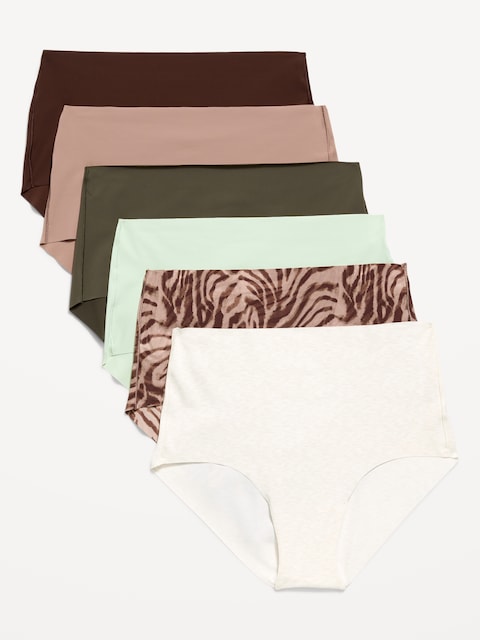 High-Waisted No-Show Brief Underwear 6-Pack