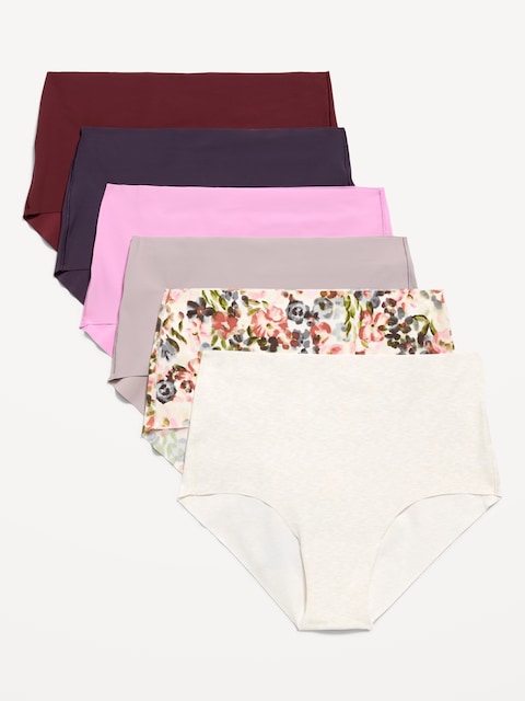 High-Waisted No-Show Brief Underwear 6-Pack