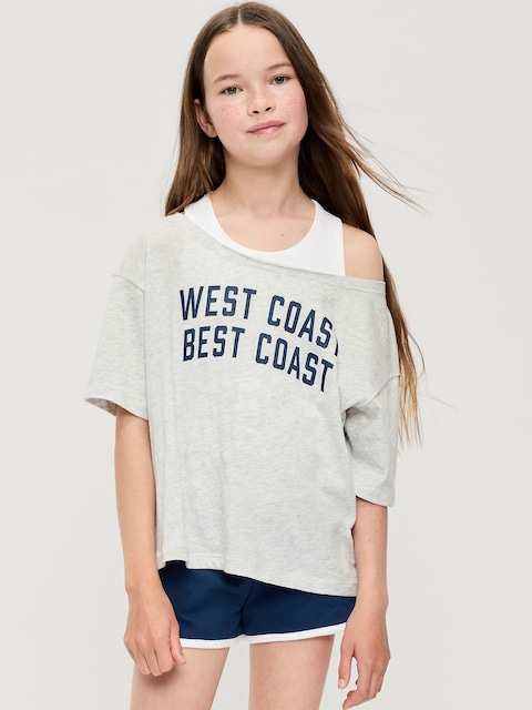 Off-Shoulder Graphic T-Shirt for Girls
