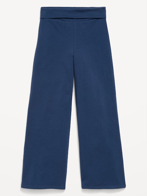 Foldover Jersey Knit Wide-Leg Pants for Girls