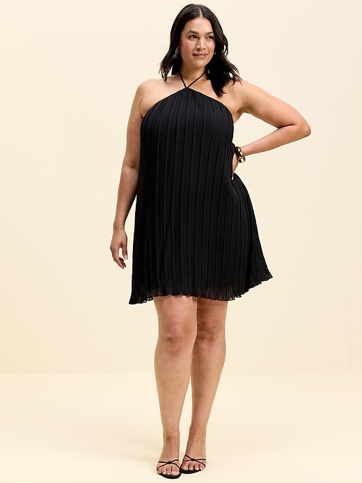 Image number 9 showing, The Occasion by Old Navy Pleated Halter Swing Mini Dress