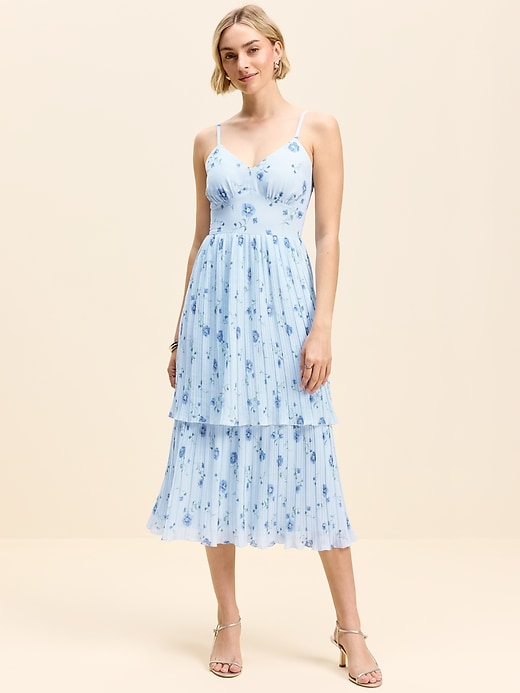 Image number 1 showing, The Occasion by Old Navy Pleated Fit & Flare Midi Dress