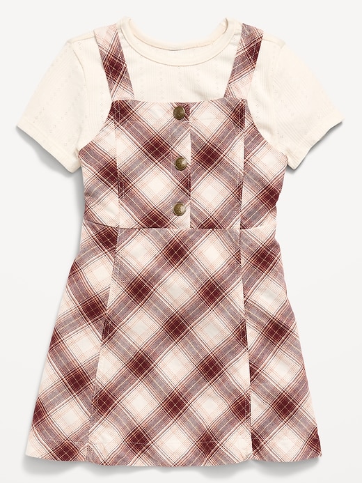 Image number 1 showing, Sleeveless Twill Dress and T-Shirt Set for Toddler Girls