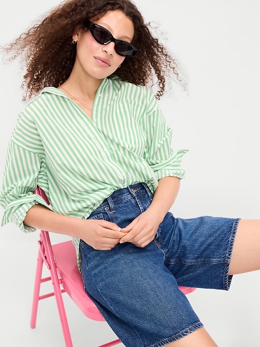 Image number 3 showing, Oversized Button-Down Boyfriend Shirt