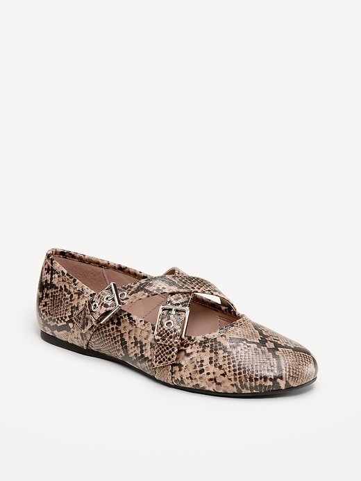 Image number 1 showing, Buckle-Strap Mary Jane Ballet Flats for Women