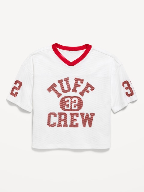 Oversized Mesh Graphic Football T-Shirt for Boys