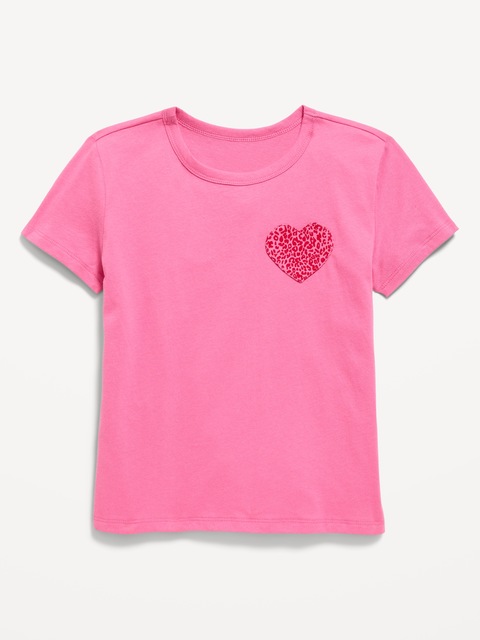 Softest Short-Sleeve Heart-Pocket T-Shirt for Girls