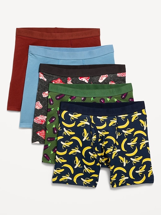 Image number 1 showing, 5-Pack Soft-Washed Boxer Briefs -- 6.25-inch inseam