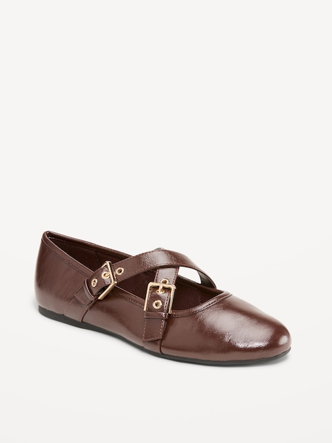 Buckle-Strap Mary Jane Ballet Flats for Women