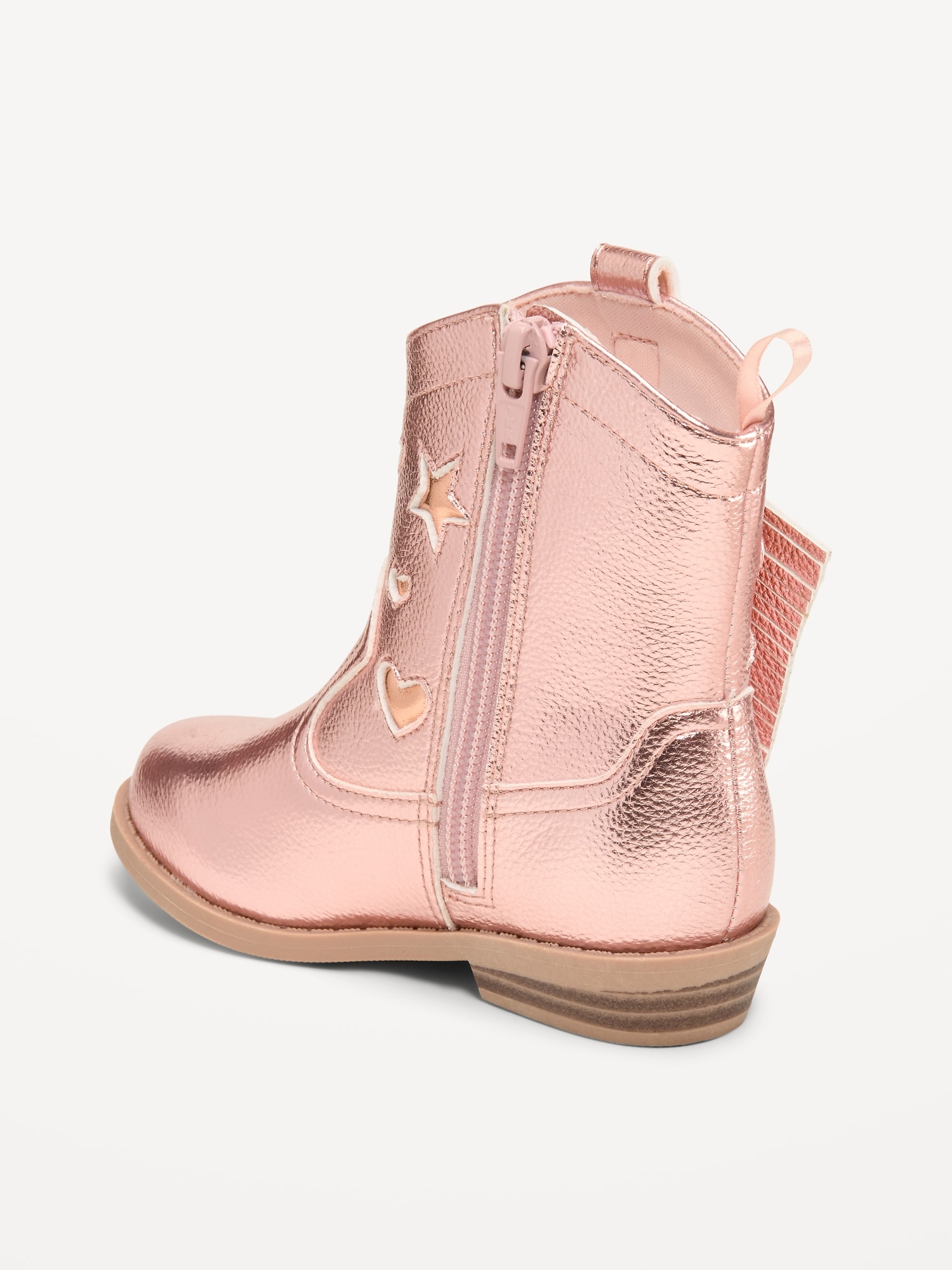 Shiny Side-Zip Western Boots for Toddler Girls