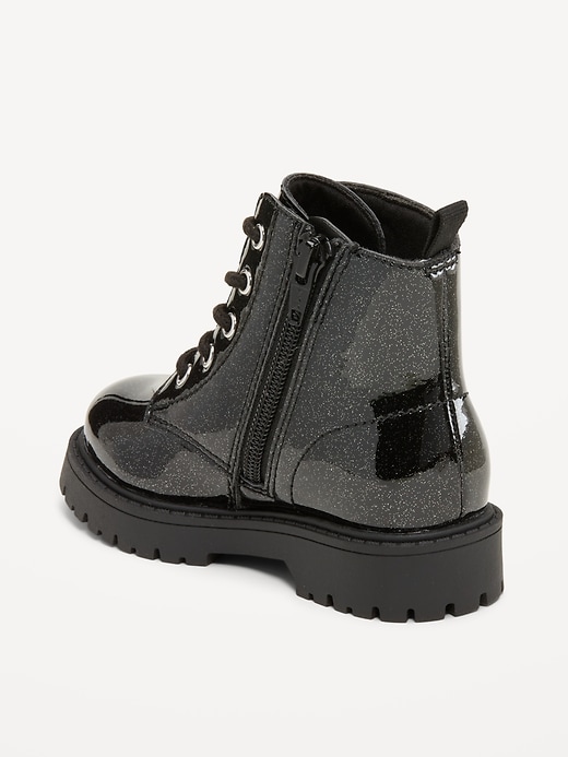 Image number 3 showing, Glitter Side-Zip Combat Boots for Toddler Girls