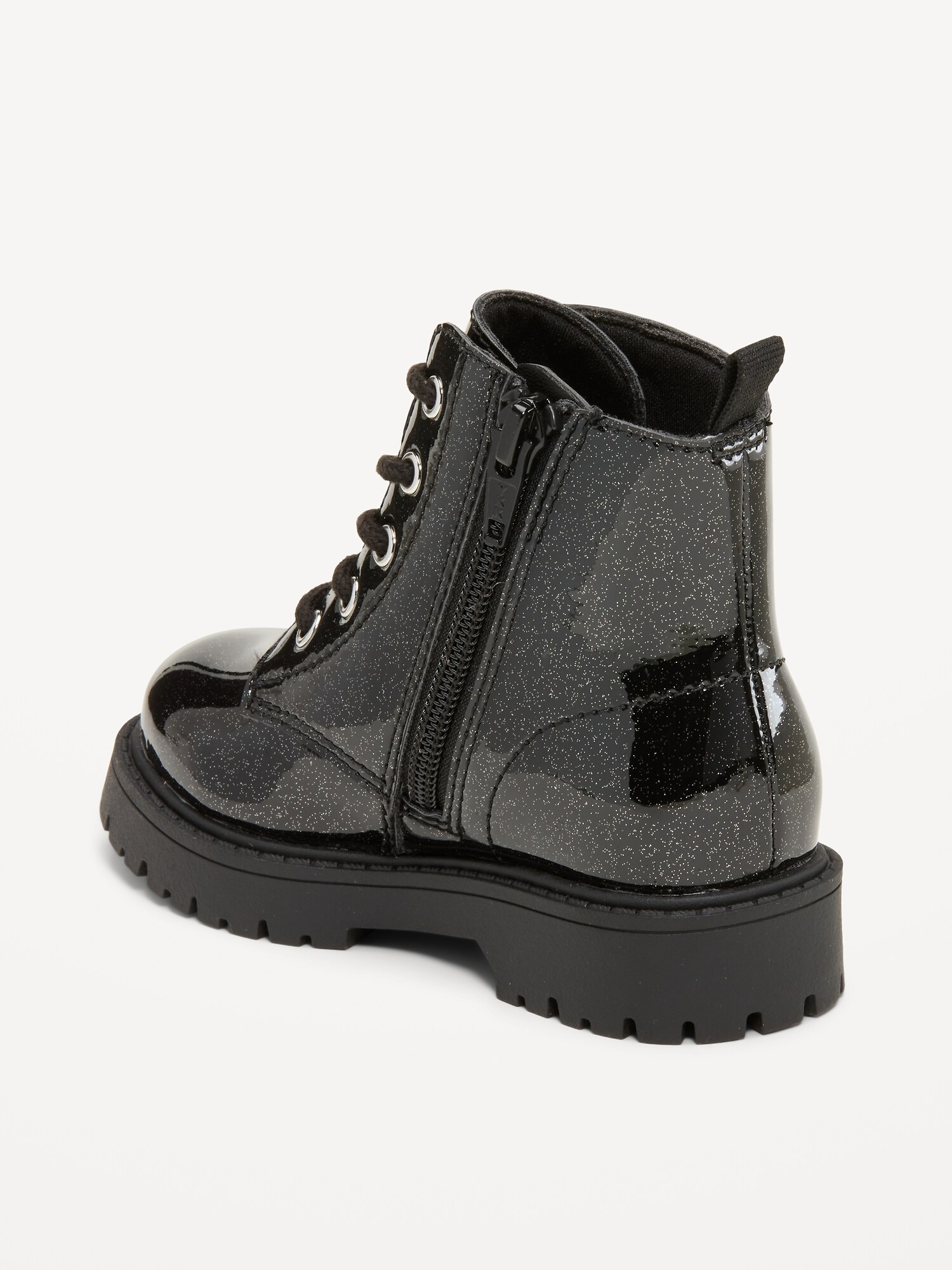 Ботинки Old Navy Glitter Side-Zip Combat Boots для девочек-малышей, цвет: Чёрный — фото 3