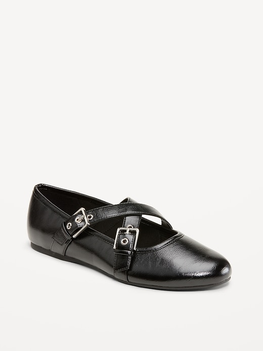 Image number 1 showing, Buckle-Strap Mary Jane Ballet Flats for Women