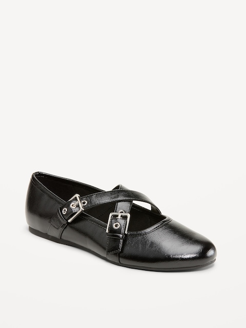 Buckle-Strap Mary Jane Ballet Flats for Women