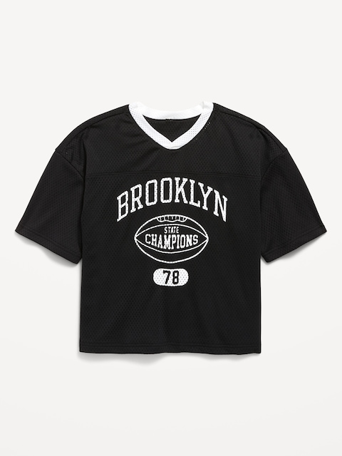 Oversized Mesh Graphic Football T-Shirt for Boys