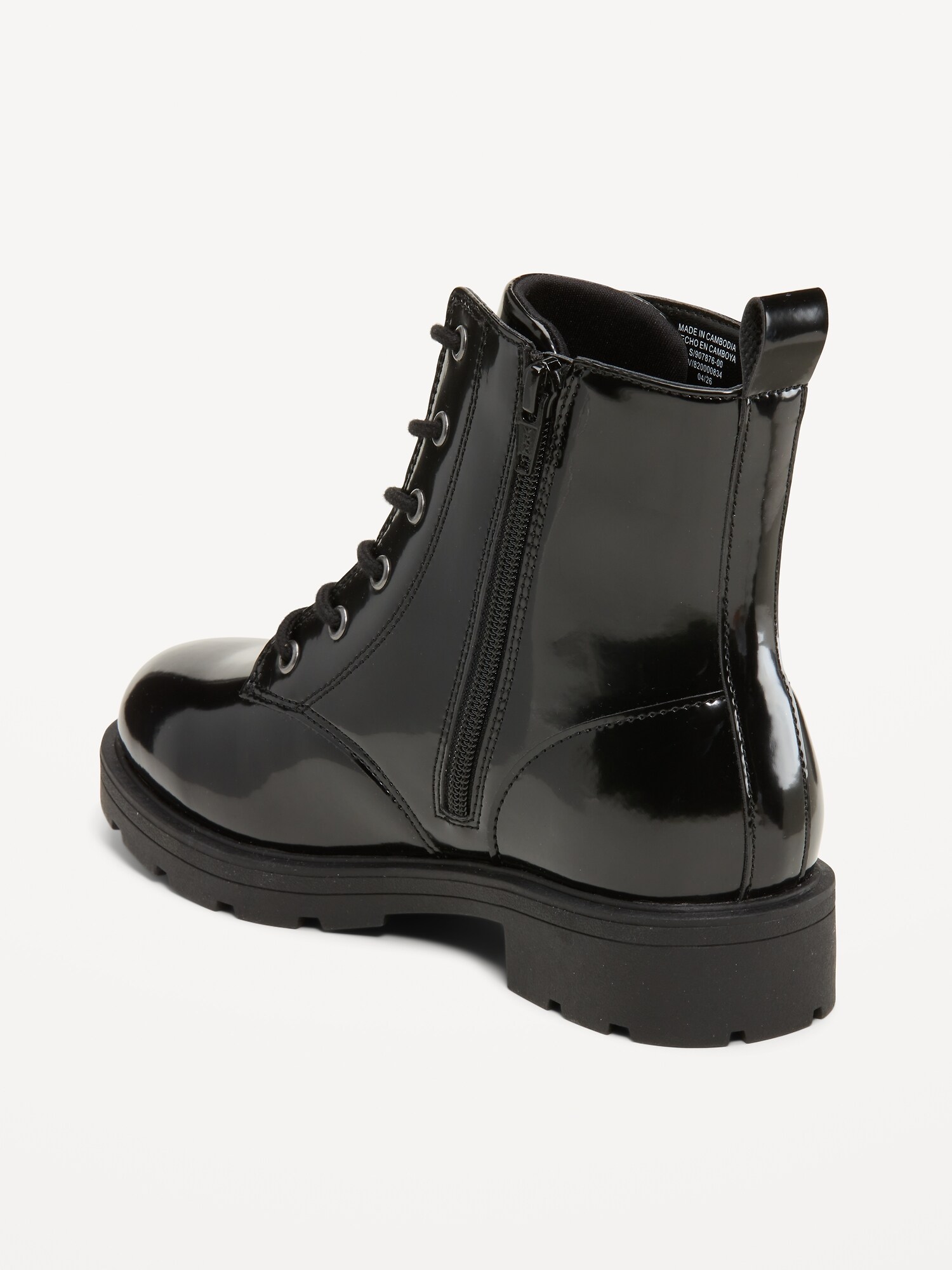 Ботинки Old Navy Faux-Leather Lace-Up Combat Boots для девочек, цвет: Чёрный — фото 4