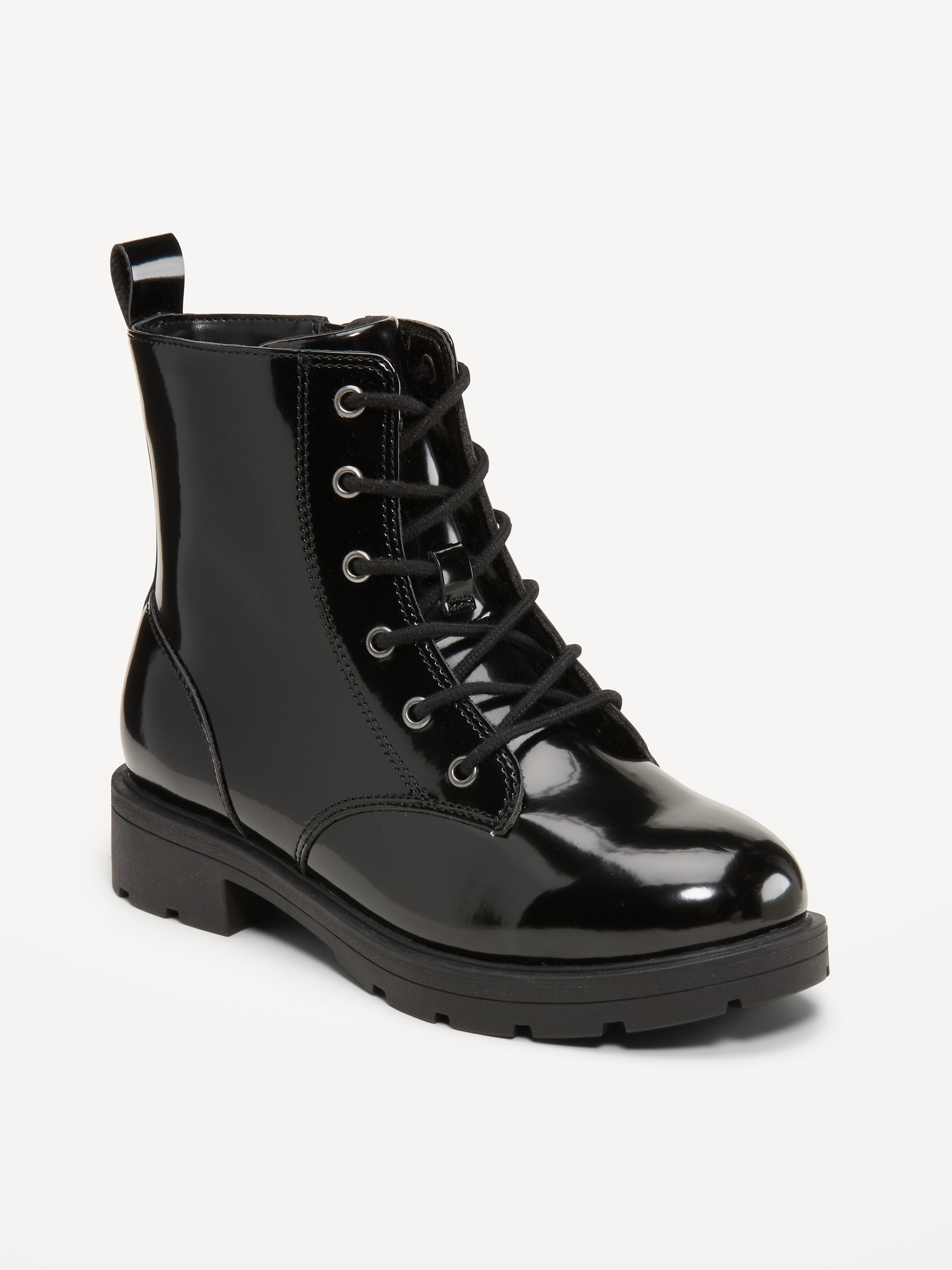 Faux-Leather Lace-Up Combat Boots for Girls