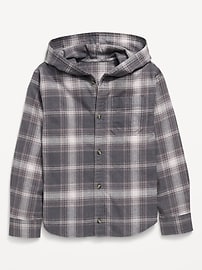 Image number 1 showing, Long-Sleeve Plaid Flannel Hooded Shirt for Boys